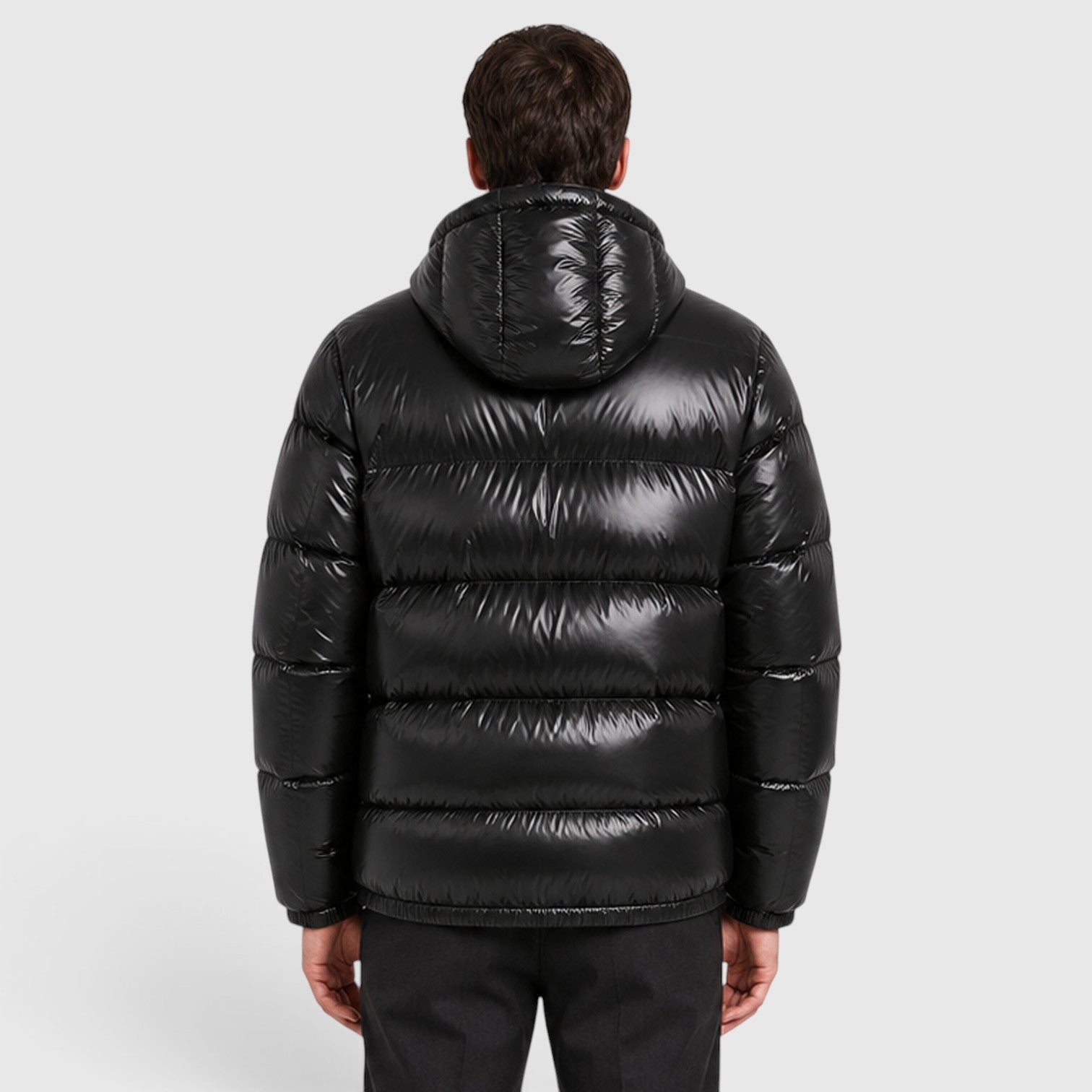 Alternate product view 6 of men's Hooded Puffer Jacket with quilted winter outerwear.