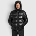 Alternate product view 7 of men's Hooded Puffer Jacket with quilted winter outerwear.