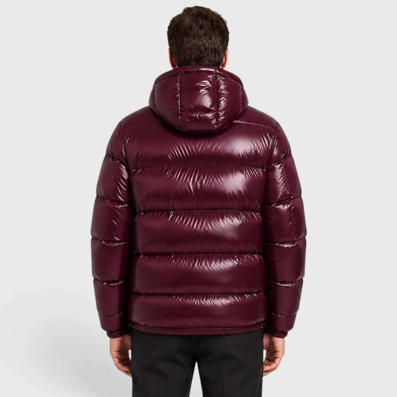 Alternate product view 9 of men's Hooded Puffer Jacket with quilted winter outerwear.