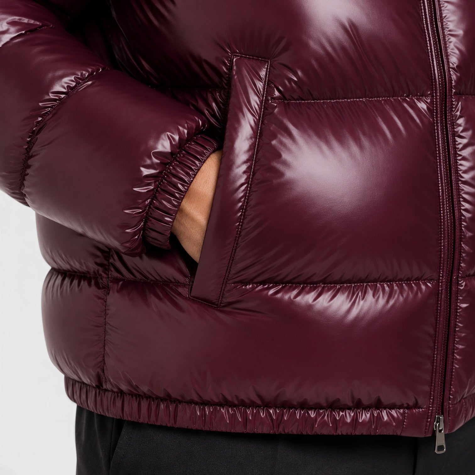 Alternate product view 10 of men's Hooded Puffer Jacket with quilted winter outerwear.