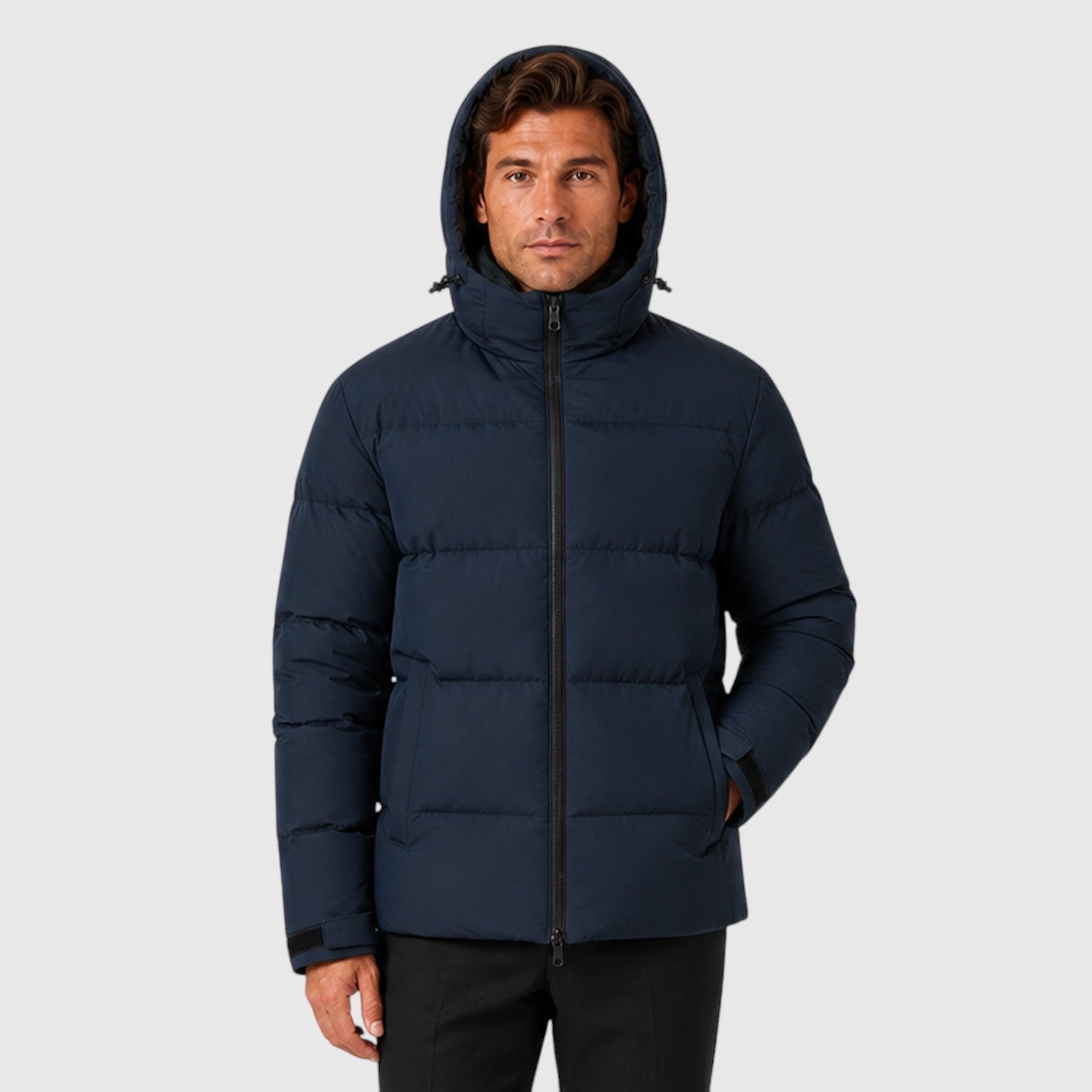 Alternate product view 2 of men's Hooded Puffer Jacket Thick Quilted Coat with winter.