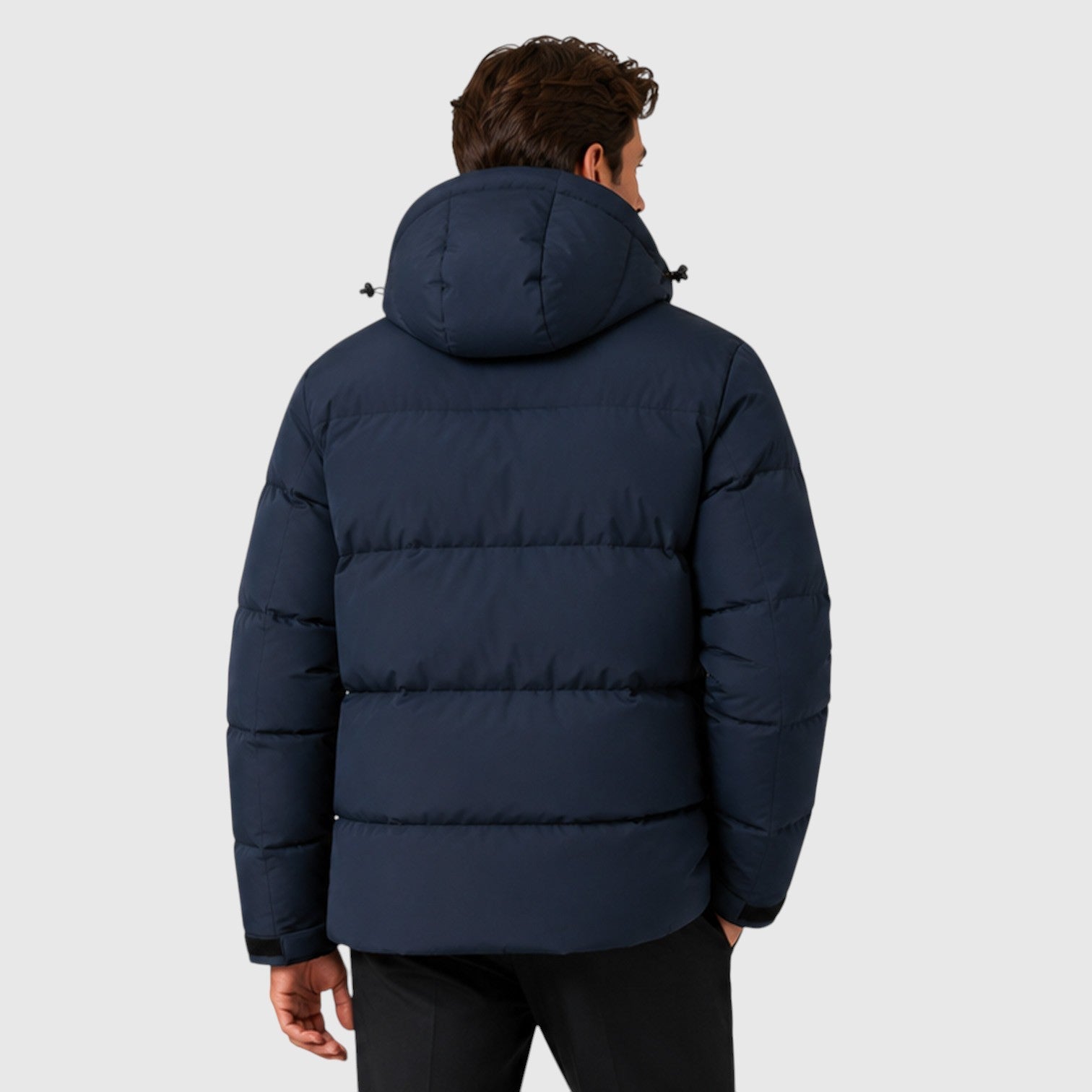 Alternate product view 3 of men's Hooded Puffer Jacket Thick Quilted Coat with winter.