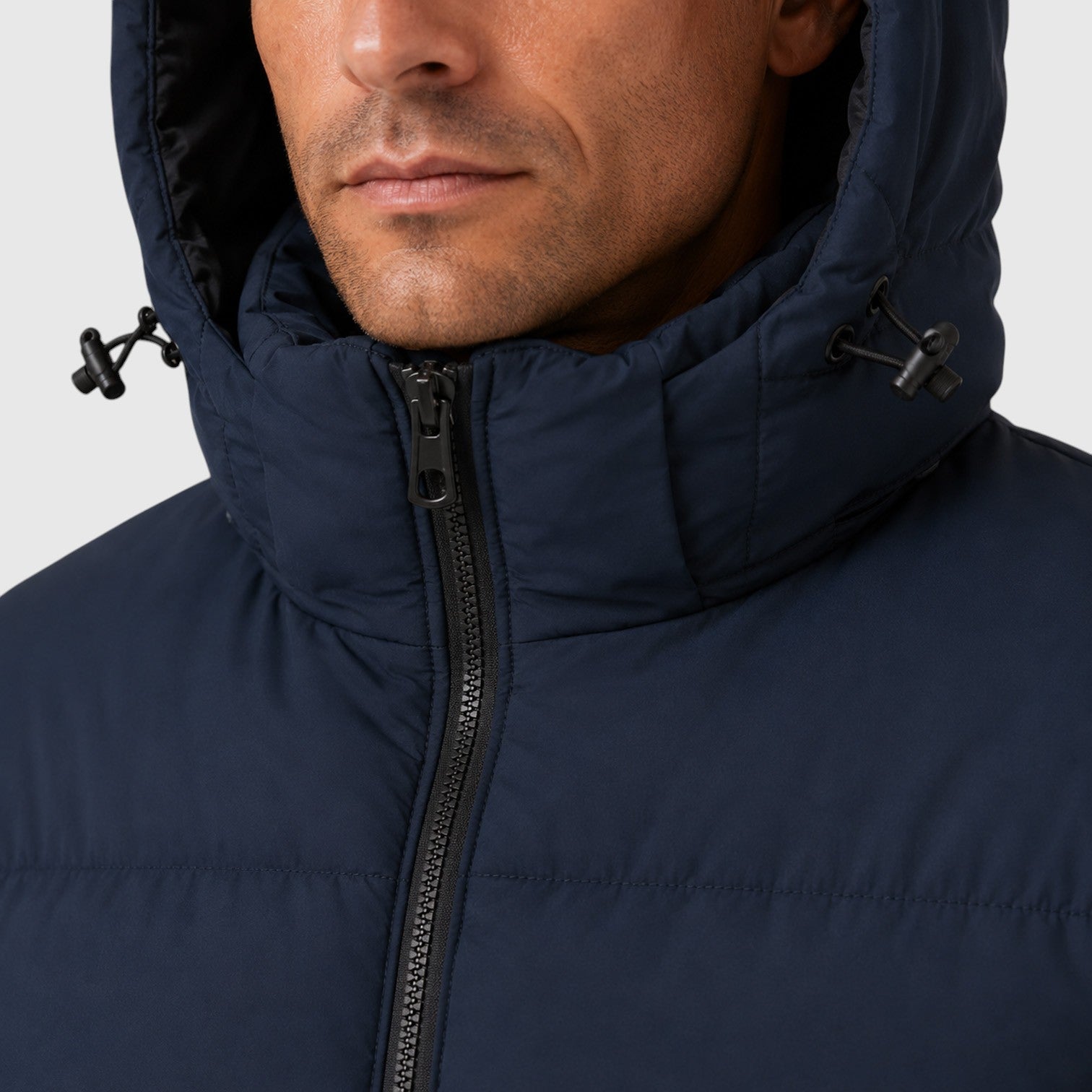 Alternate product view 4 of men's Hooded Puffer Jacket Thick Quilted Coat with winter.
