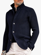 Men's Knit Cardigan with Stand Collar Button Front, view 1 of 18