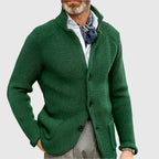 Men's Knit Cardigan with Stand Collar Button Front, view 5 of 18