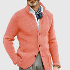 Men's Knit Cardigan with Stand Collar Button Front, view 6 of 18