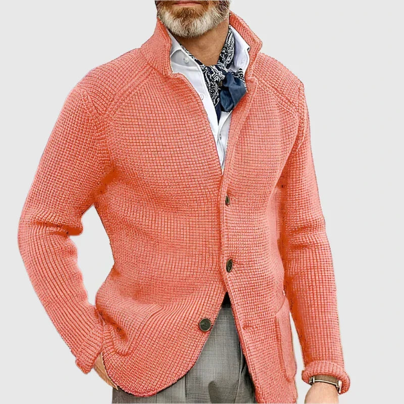 Men's Knit Cardigan with Stand Collar Button Front, view 6 of 18