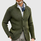 Men's Knit Cardigan with Stand Collar Button Front, view 8 of 18