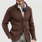 Men's Knit Cardigan with Stand Collar Button Front, view 9 of 18