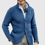 Men's Knit Cardigan with Stand Collar Button Front, view 10 of 18