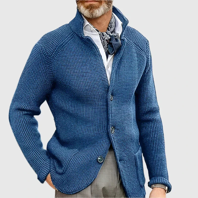 Men's Knit Cardigan with Stand Collar Button Front, view 10 of 18