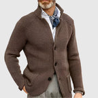 Men's Knit Cardigan with Stand Collar Button Front, view 11 of 18