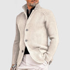 Men's Knit Cardigan with Stand Collar Button Front, view 12 of 18