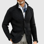 Men's Knit Cardigan with Stand Collar Button Front, view 14 of 18