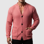 Men's Knit Cardigan with Stand Collar Button Front, view 18 of 18