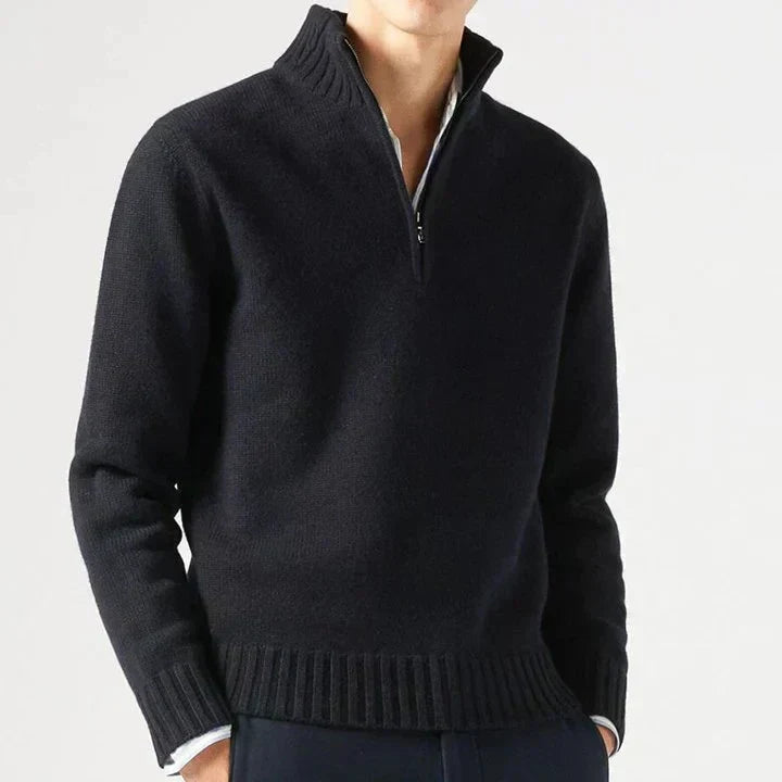 Men's Knit Pullover Half-Zip Jumper with Stand Collar, view 2 of 12