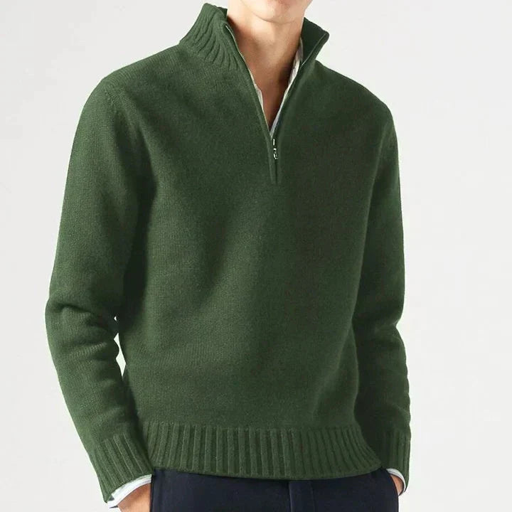 Men's Knit Pullover Half-Zip Jumper with Stand Collar, view 4 of 12