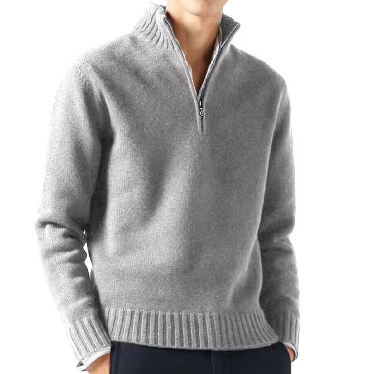 Men's Knit Pullover Half-Zip Jumper with Stand Collar, view 5 of 12