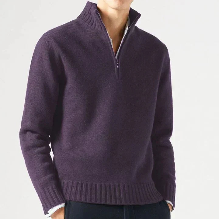 Men's Knit Pullover Half-Zip Jumper with Stand Collar, view 8 of 12