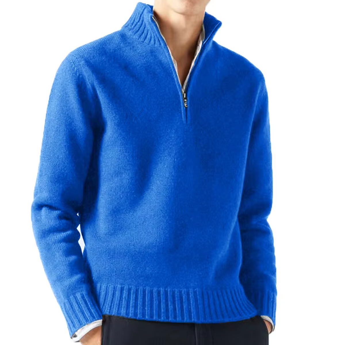 Men's Knit Pullover Half-Zip Jumper with Stand Collar, view 10 of 12