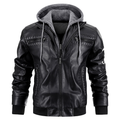 Men's leather jacket hoodie, hooded leather look coat – product image 1