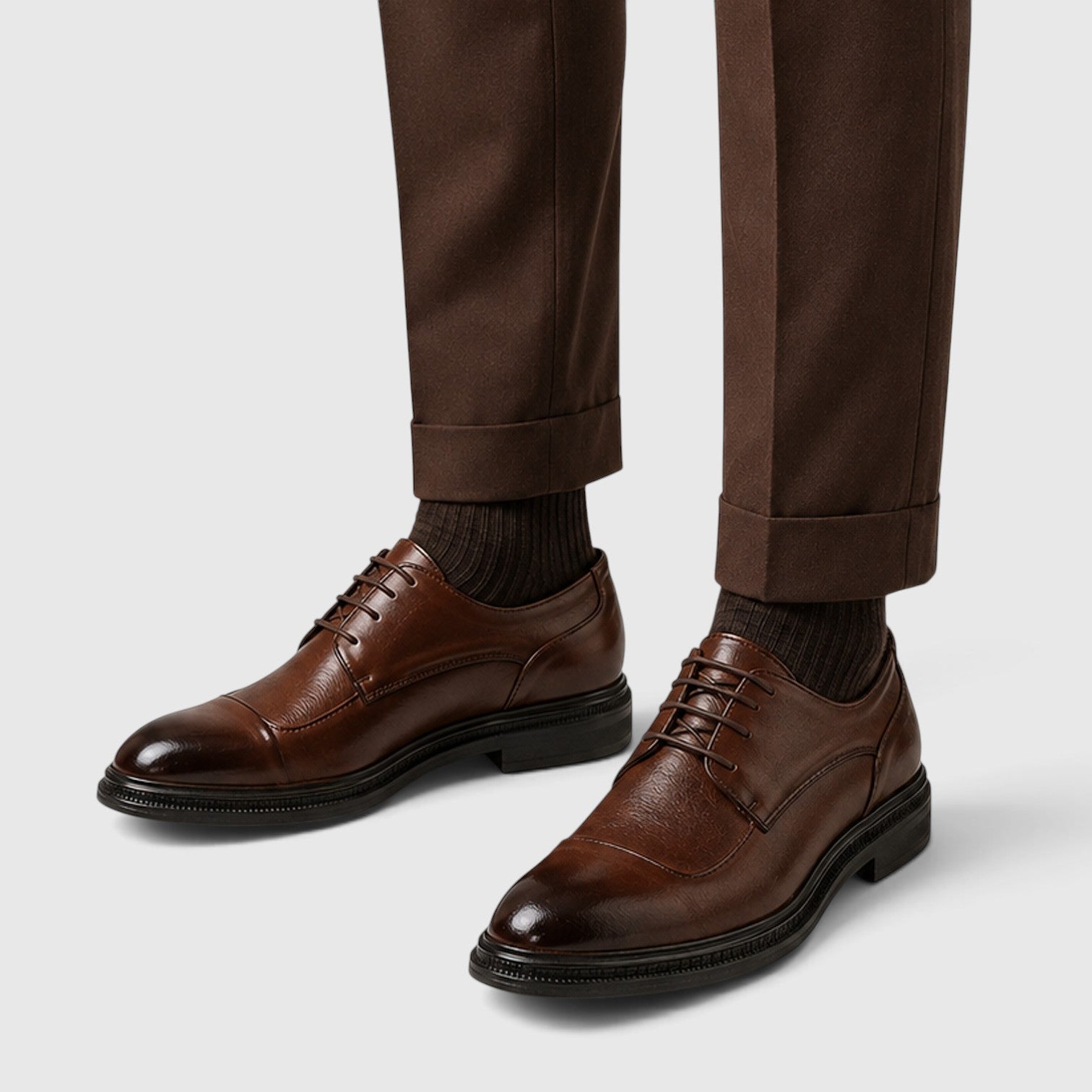 Alternate product view 4 of men's Leather Lace Up Shoes with classic derby formal design.