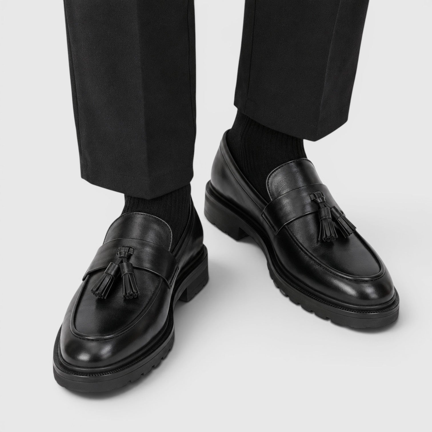 Alternate product view 2 of men's Leather Tassel Loafers with slip-on smart casual design.