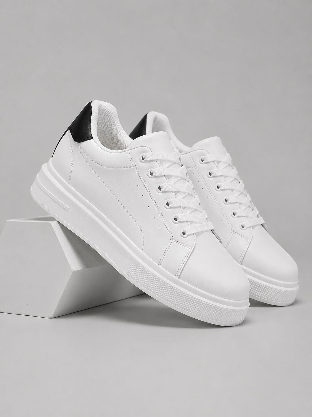 Alternate product view 2 of men's Leather Trainers with low-top lace-up sneakers.