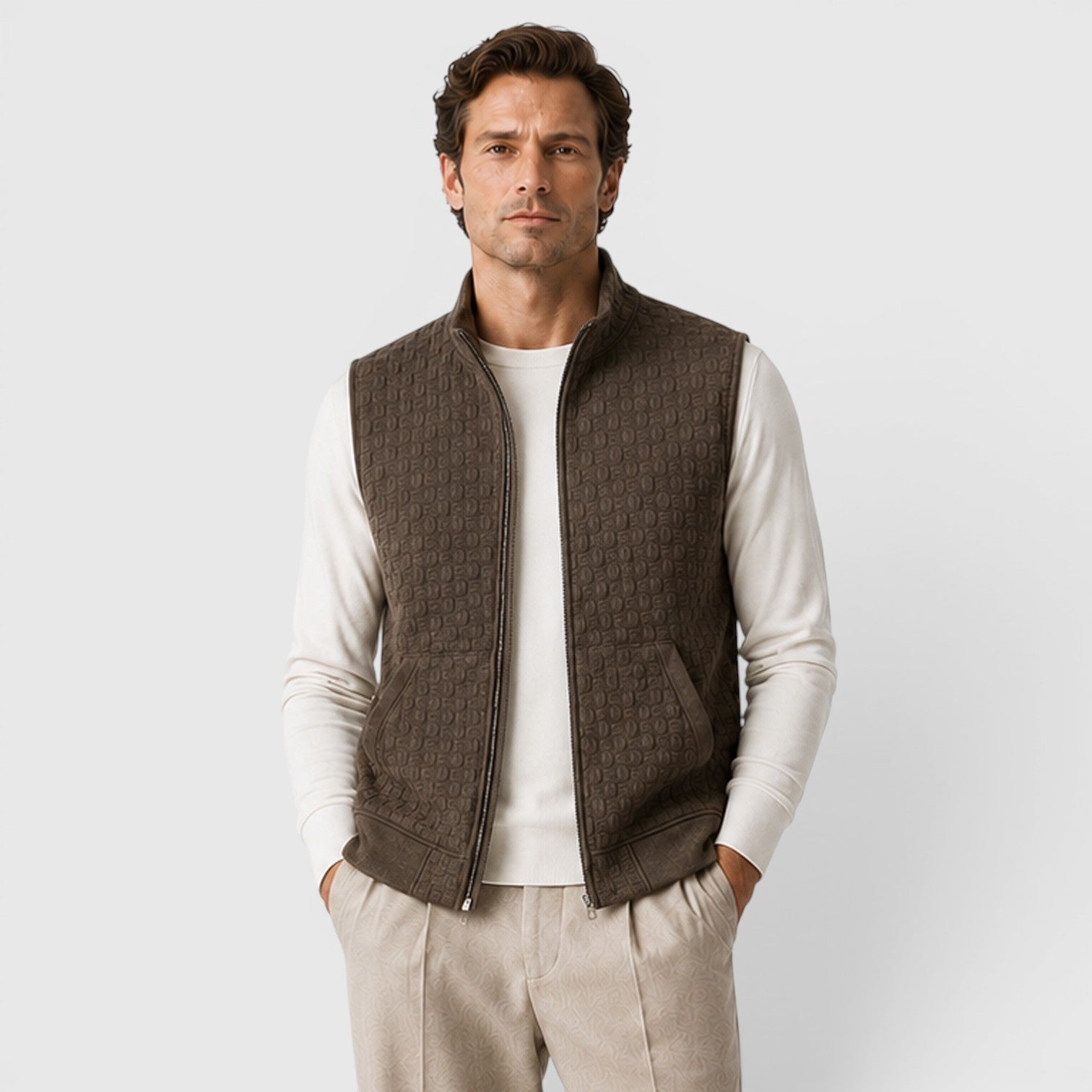 Men's Lightweight Gilet with zip front layering design.