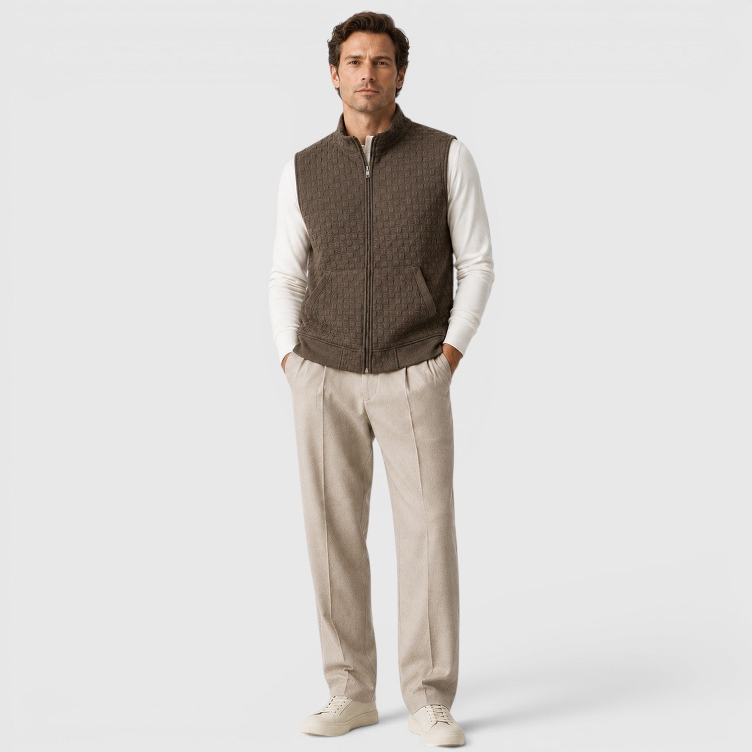 Alternate product view 3 of men's Lightweight Gilet with zip front layering design.
