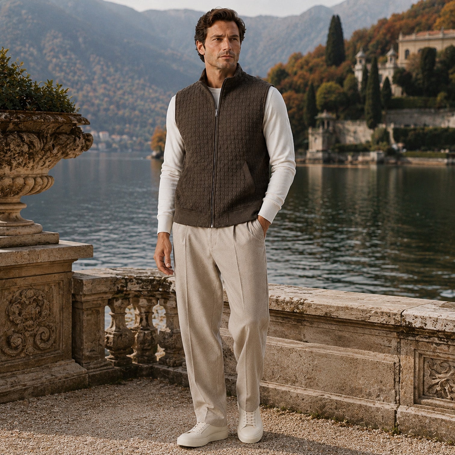 Alternate product view 4 of men's Lightweight Gilet with zip front layering design.