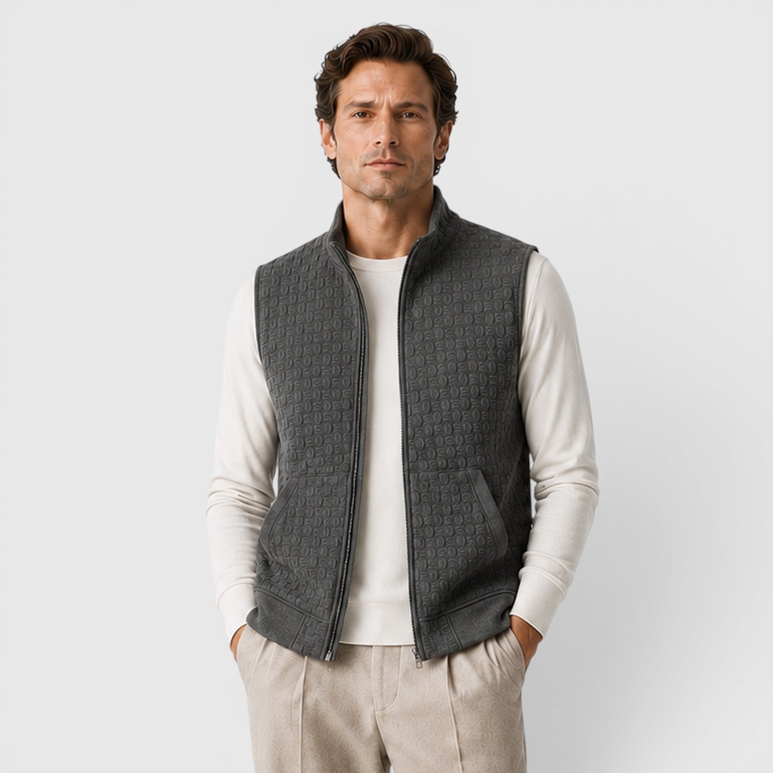 Alternate product view 12 of men's Lightweight Gilet with zip front layering design.