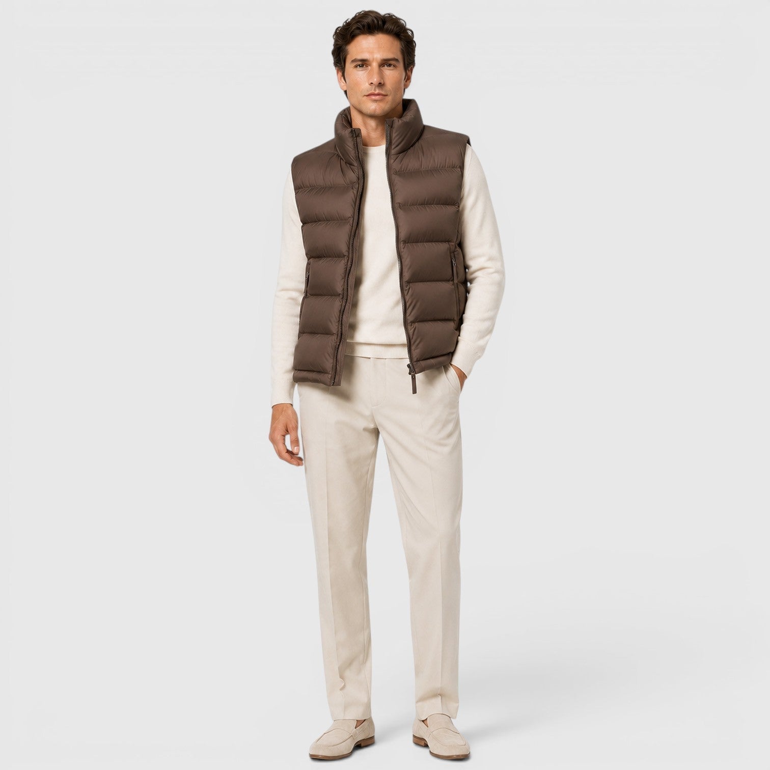 Alternate product view 7 of men's Lightweight Puffer Gilet with zip front padded layer.