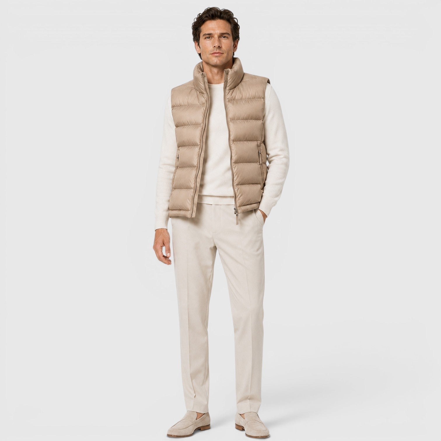 Alternate product view 13 of men's Lightweight Puffer Gilet with zip front padded layer.