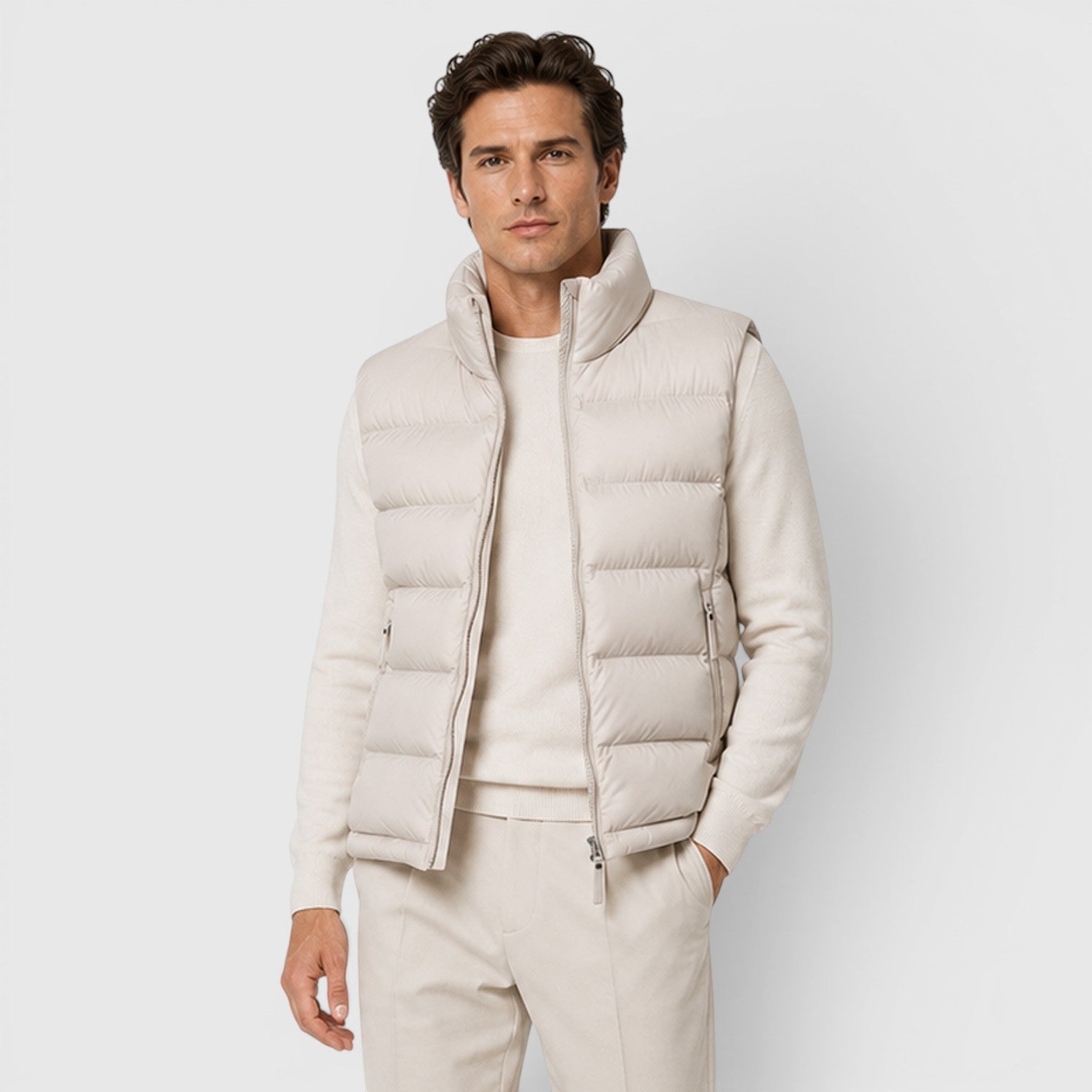 Alternate product view 14 of men's Lightweight Puffer Gilet with zip front padded layer.