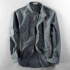 Men's long sleeve polo shirt, stand collar pullover – product image 3