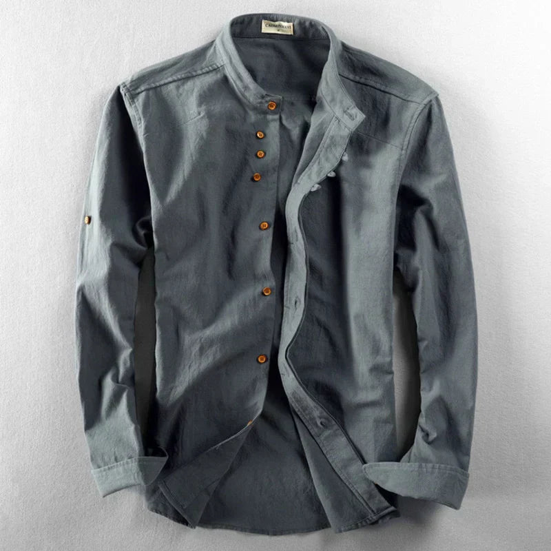 Men's long sleeve polo shirt, stand collar pullover – product image 3