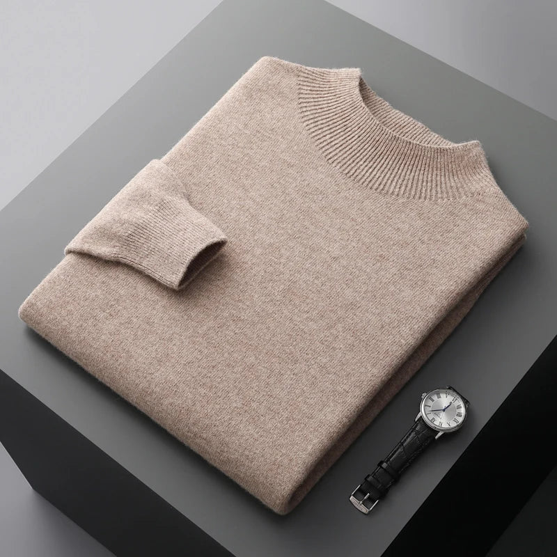 Men's Merino Jumper with Ribbed Mock Neck, view 4 of 13