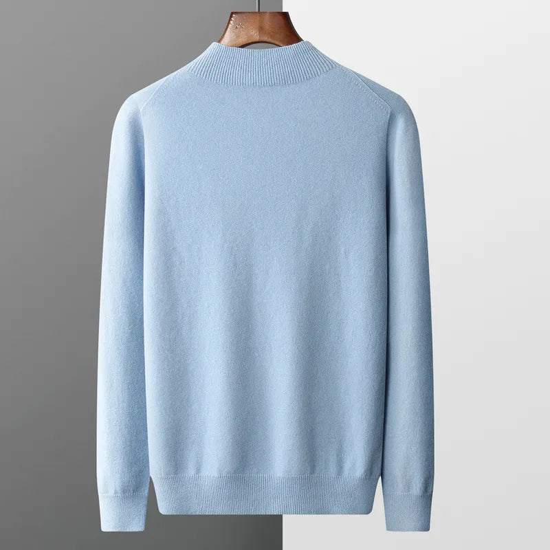 Men's Merino Jumper with Ribbed Mock Neck, view 6 of 13