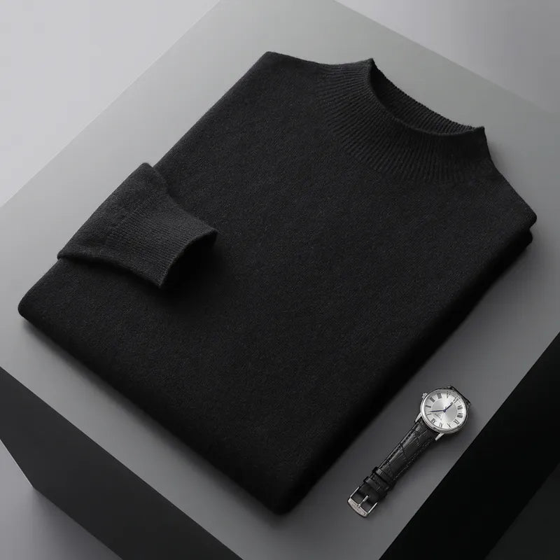 Men's Merino Jumper with Ribbed Mock Neck, view 8 of 13