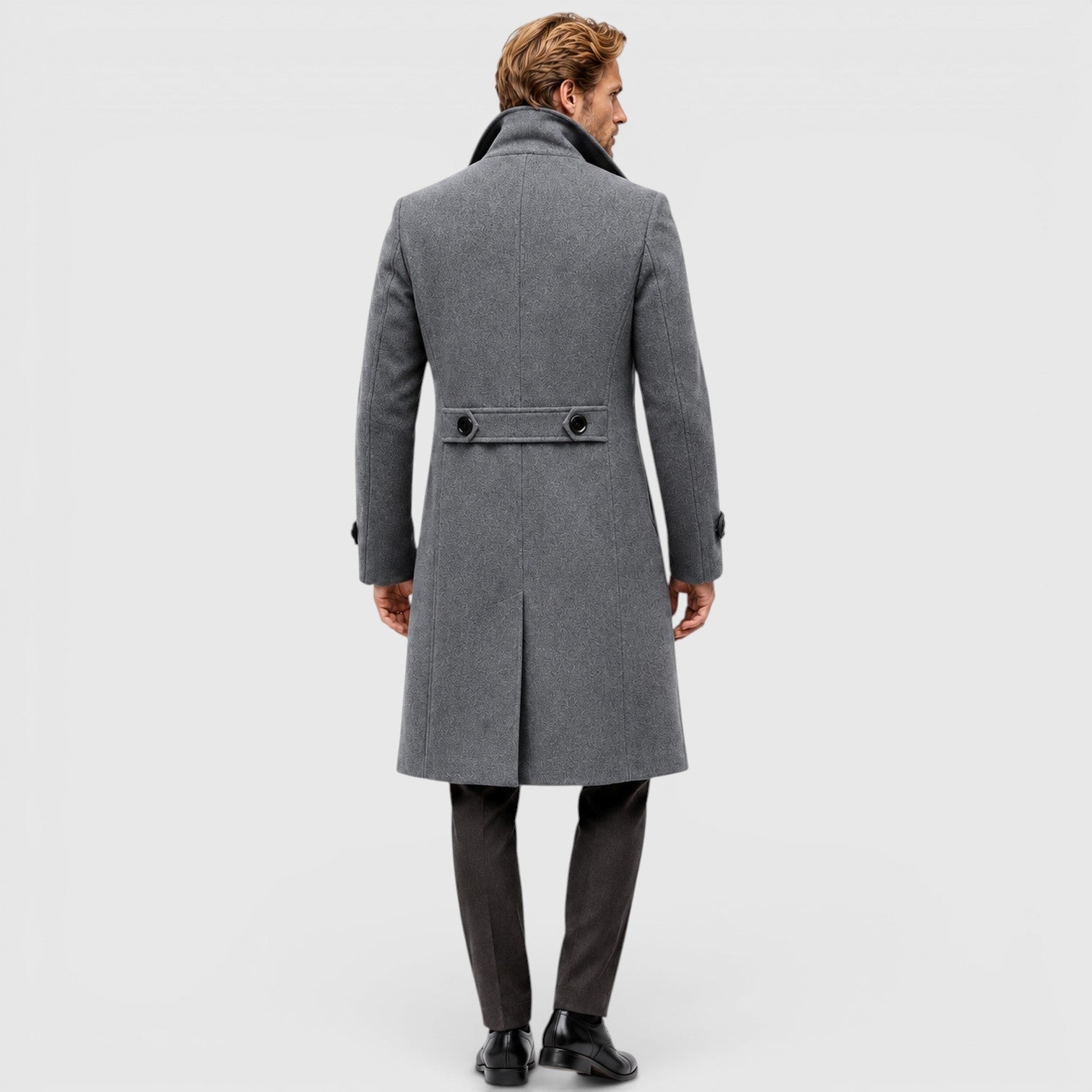 Alternate product view 2 of men's Overcoat with double-breasted tailored design.