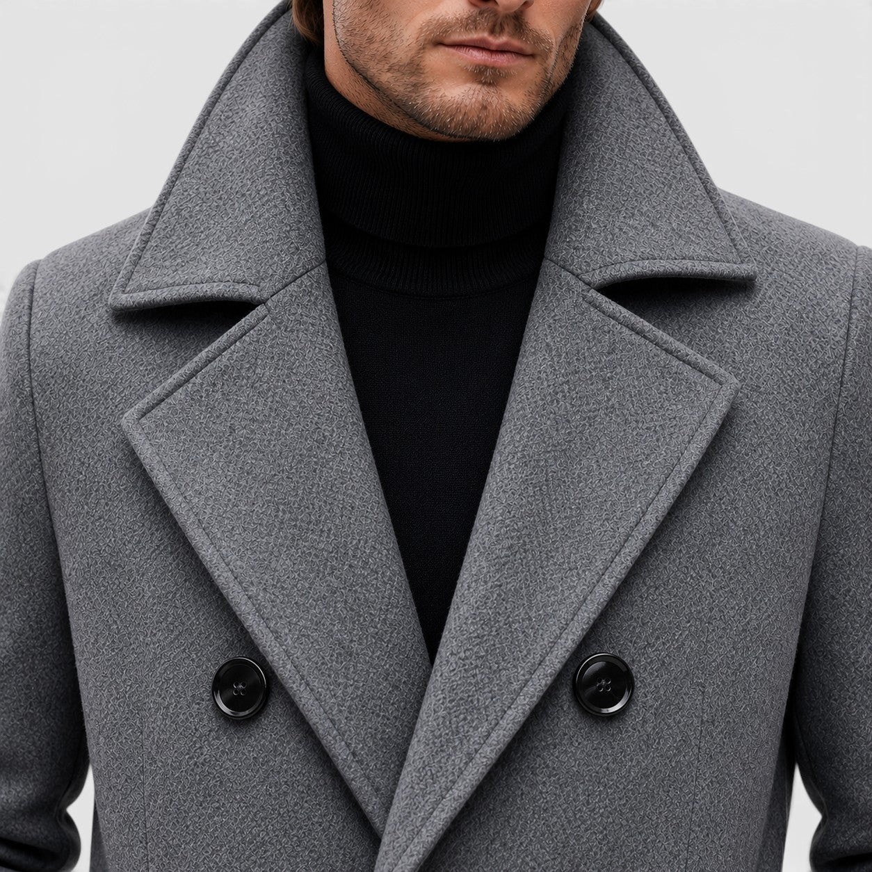 Alternate product view 4 of men's Overcoat with double-breasted tailored design.
