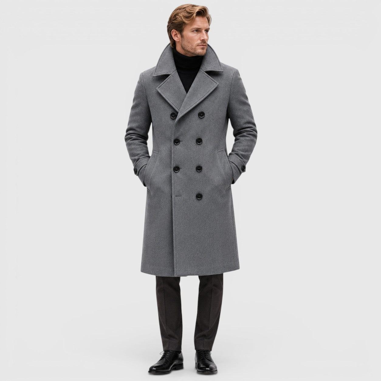 Alternate product view 5 of men's Overcoat with double-breasted tailored design.