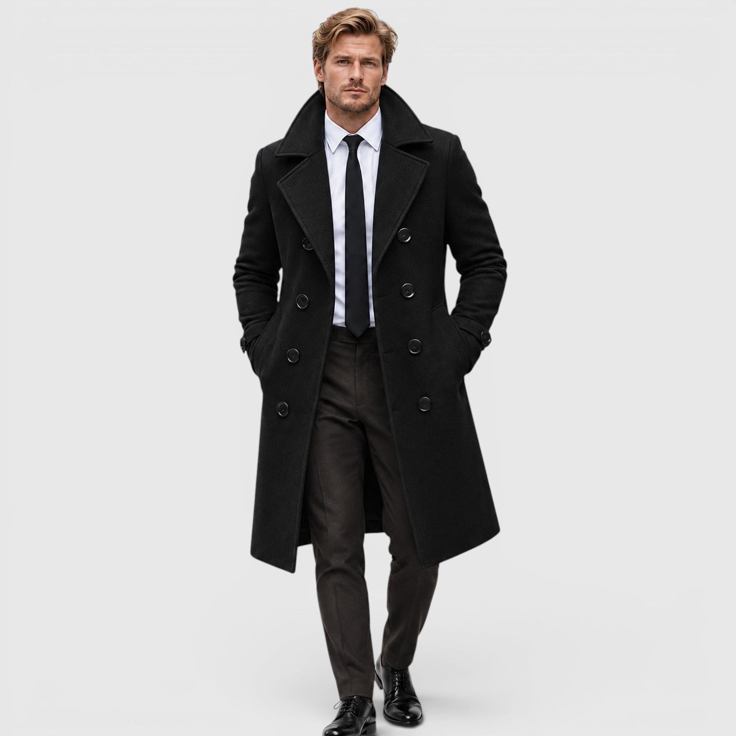 Alternate product view 6 of men's Overcoat with double-breasted tailored design.