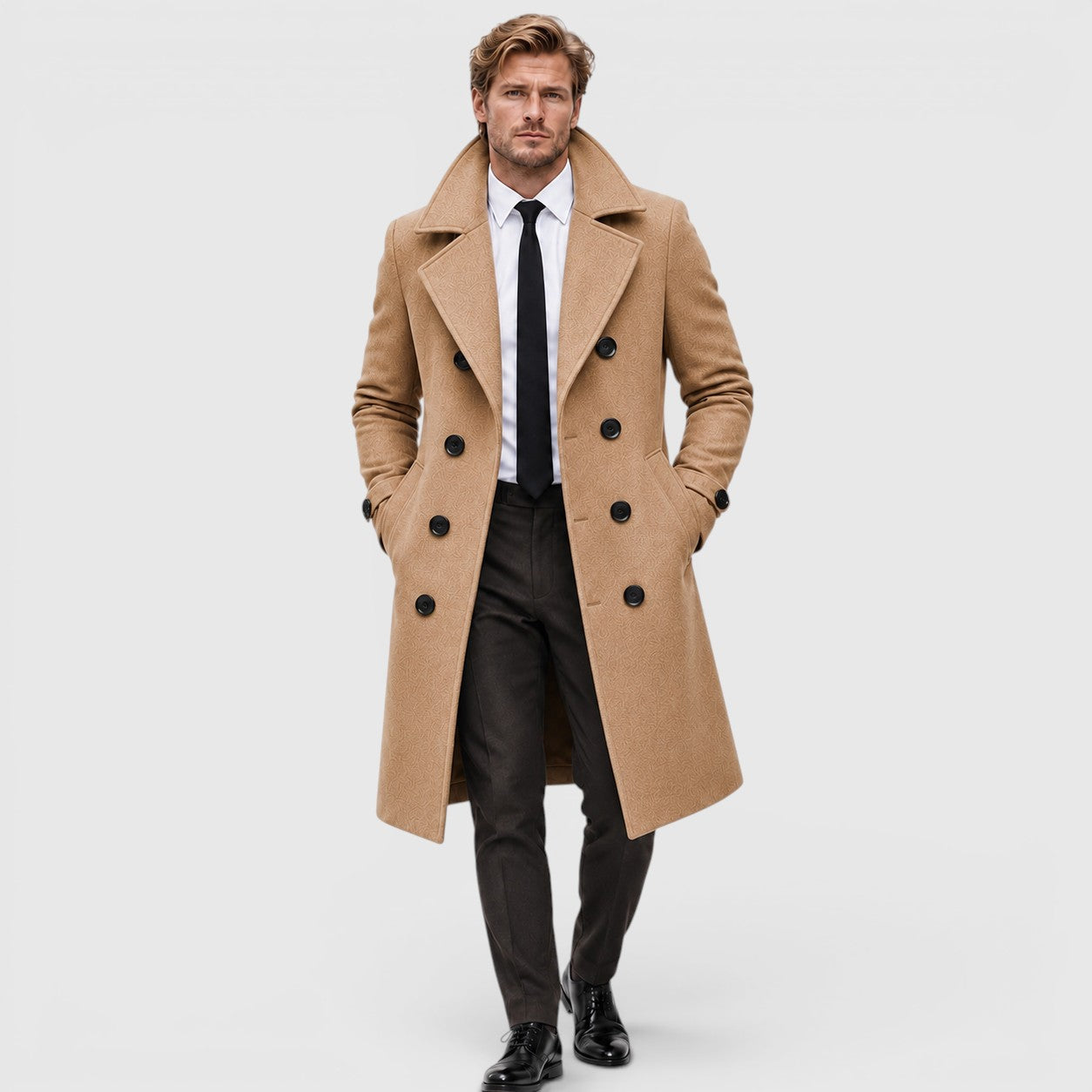 Alternate product view 9 of men's Overcoat with double-breasted tailored design.