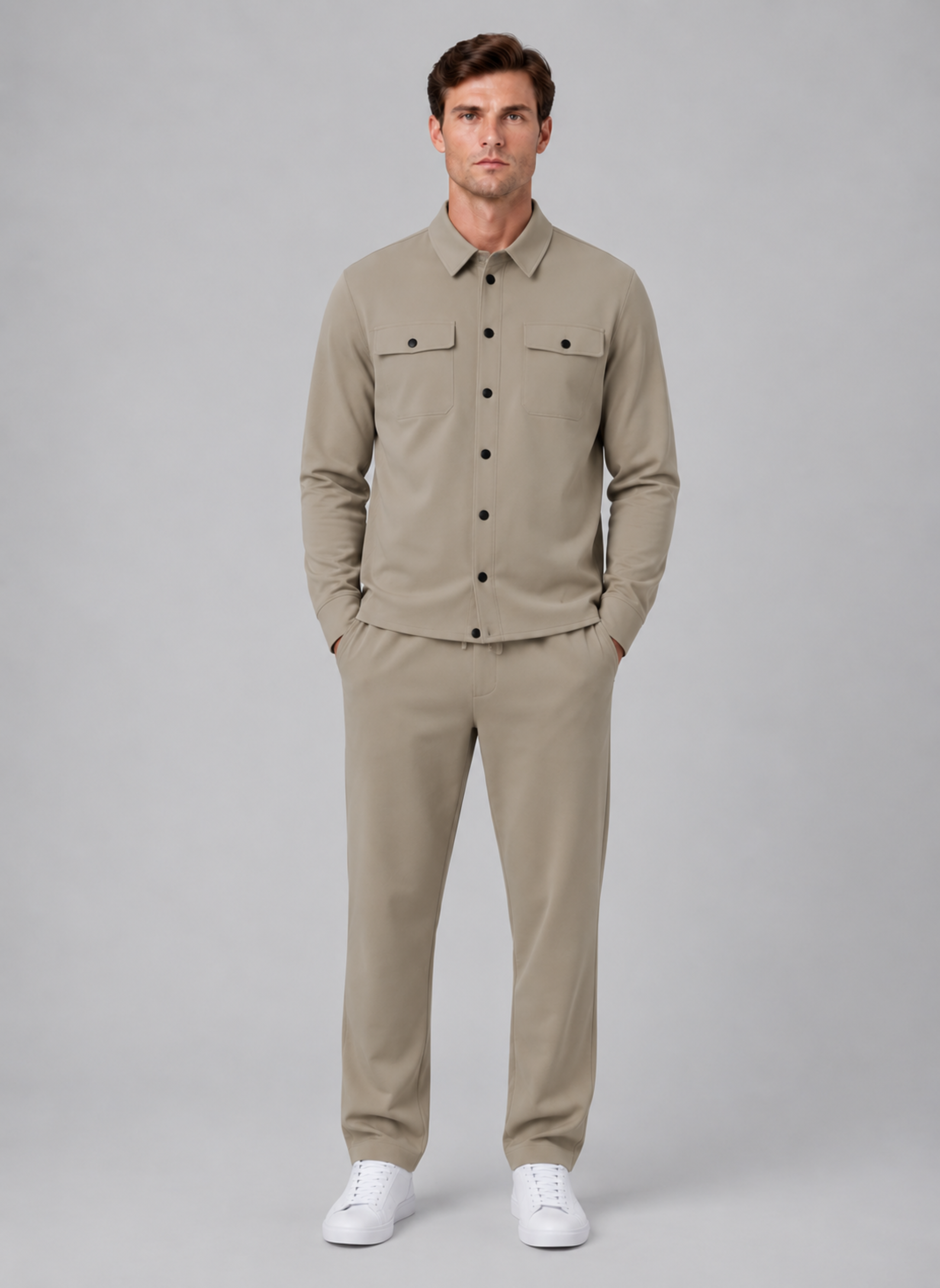 Alternate product view 4 of men's Overshirt Trouser Set Co Ord with relaxed two-piece.