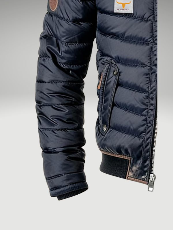 Men's padded bomber jacket, ribbed zip up coat – product image 3