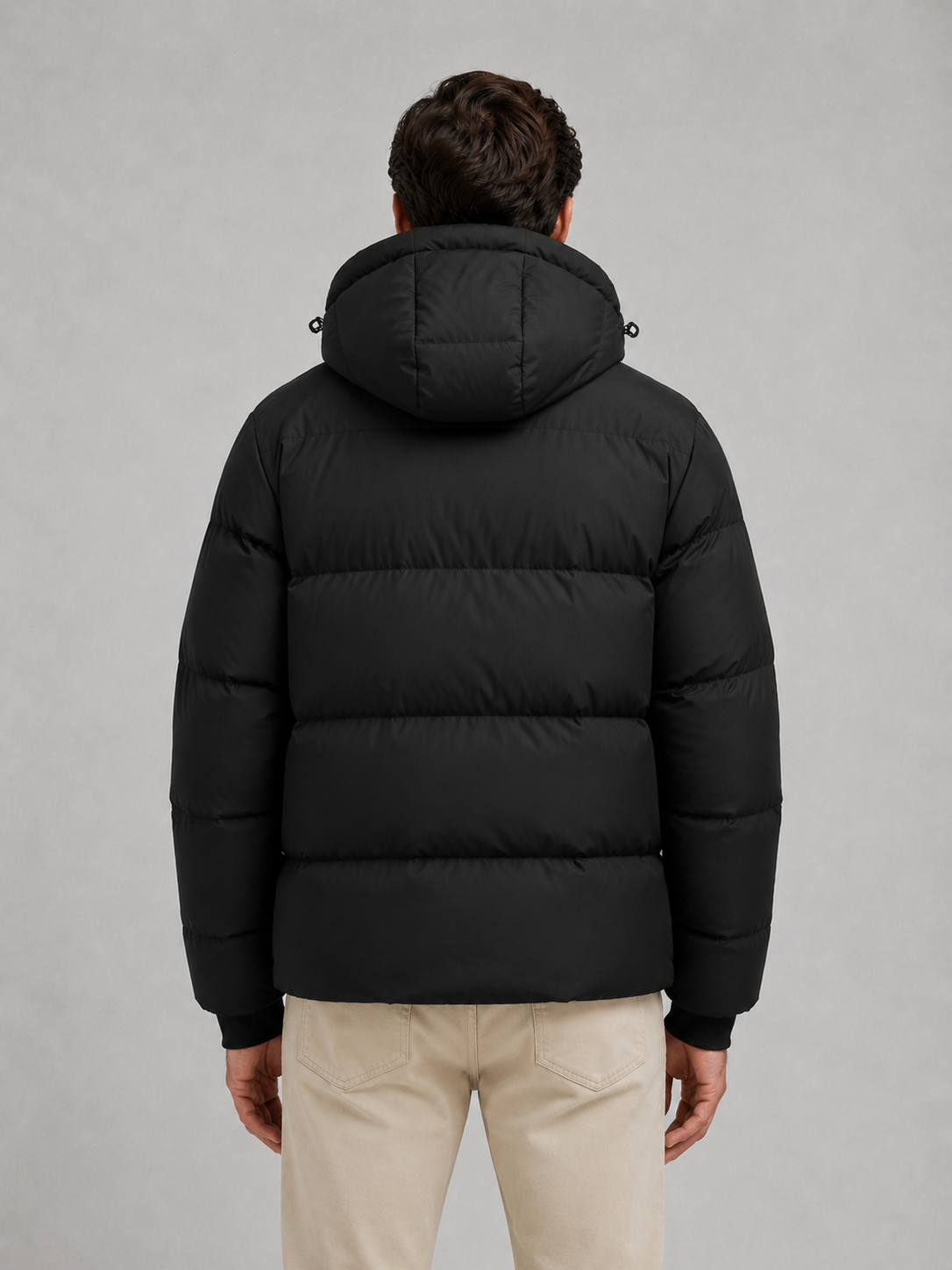 Alternate product view 2 of men's Puffer Jacket with hooded padded winter coat.