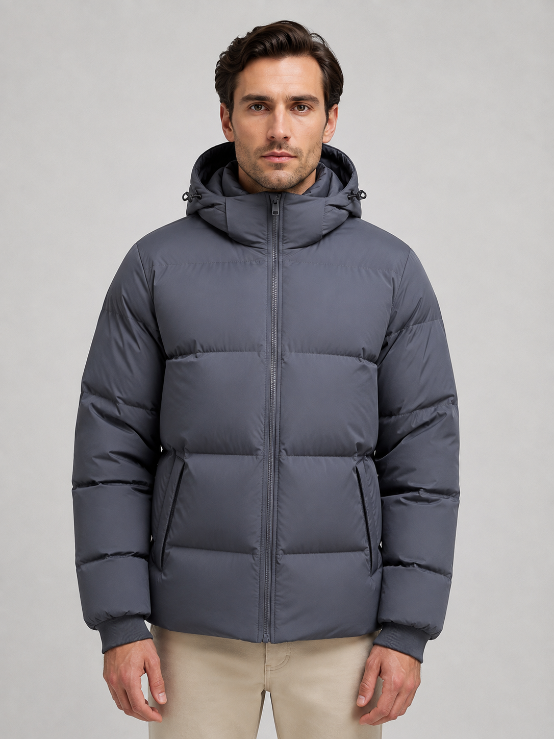 Alternate product view 4 of men's Puffer Jacket with hooded padded winter coat.