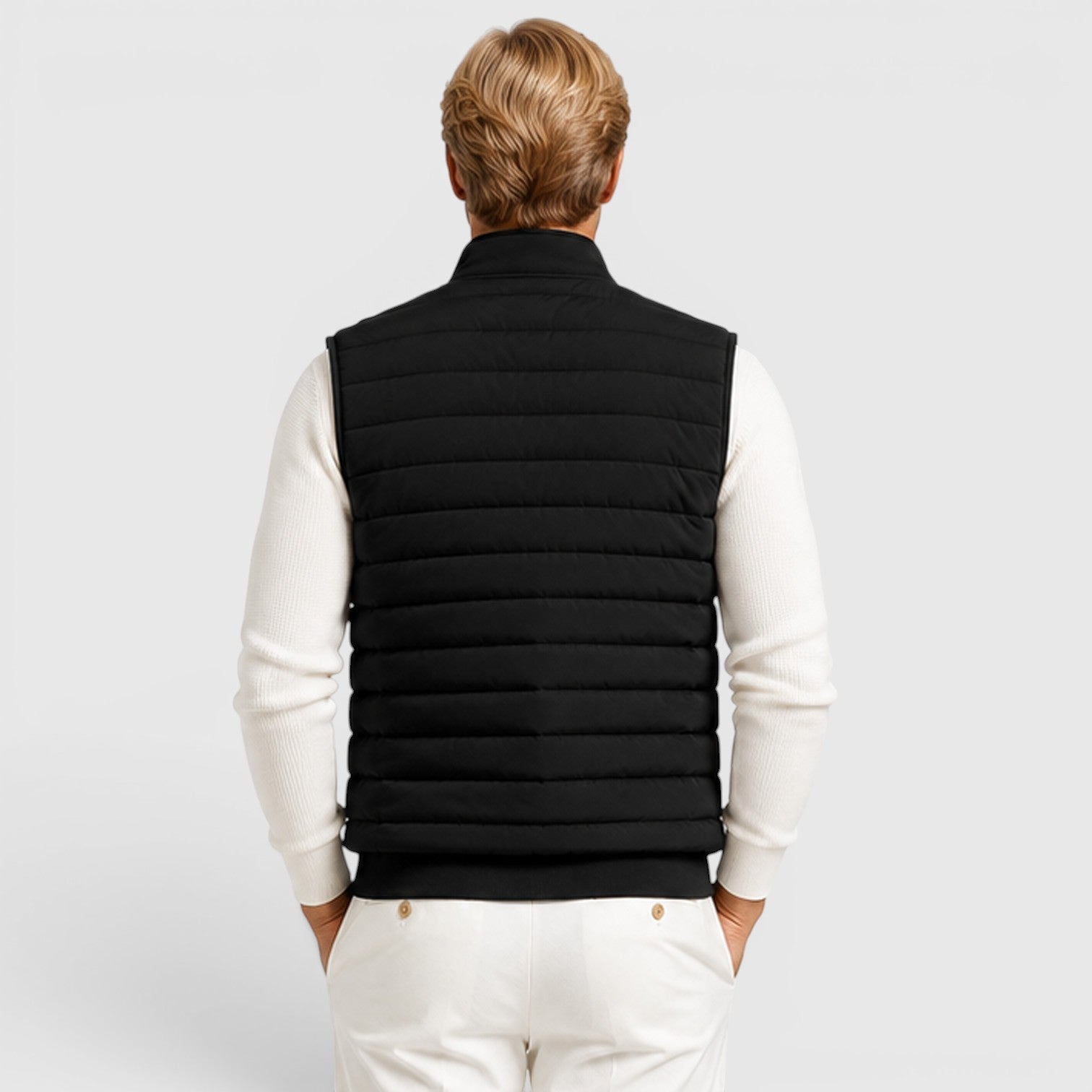 Alternate product view 2 of men's Quilted Gilet with zip front layering design.